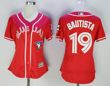 Blue Jays 19 Jose Bautista Red Women Alternate Cool Base Jersey