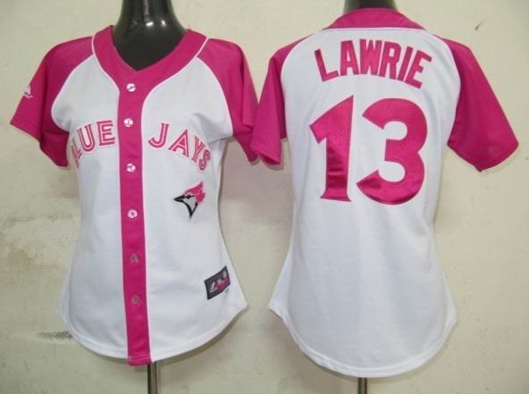 toronto blue jays 13 lawrie womens pink splash fashion jersey