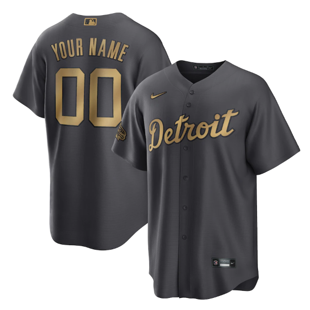 Men's Detroit Tigers Active Player Custom 2022 All-Star Charcoal Base Base Stitched Jersey