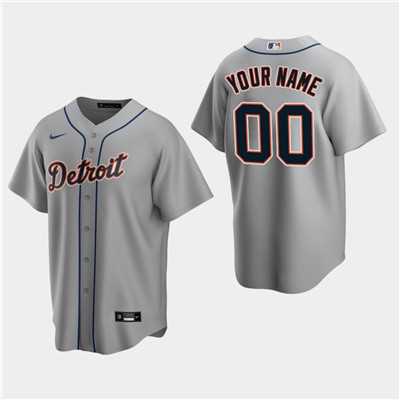 Men's Custom Detroit Tigers Gray Road Replica Jersey