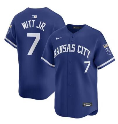 Men's Kansas City Royals #7 Bobby Witt Jr. Royal Stitched Jersey