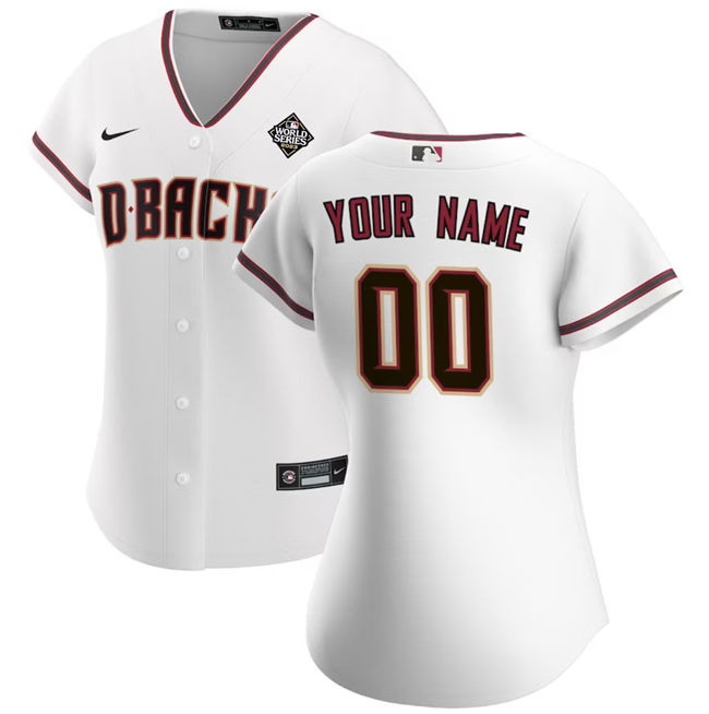 Women's Arizona Diamondbacks Active Player Custom White 2023 World Series Home Stitched