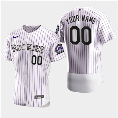 Men's Colorado Rockies Custom Nike Flexbase White Jersey