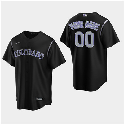 Men's Custom Colorado Rockies Black Alternate Replica Jersey