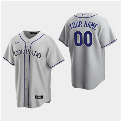 Men's Custom Colorado Rockies Gray Road Replica Jersey