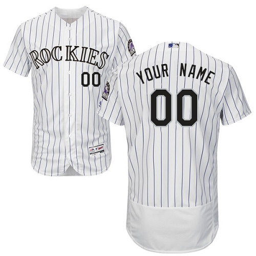 Colorado Rockies White Men's Flexbase Customized Jersey