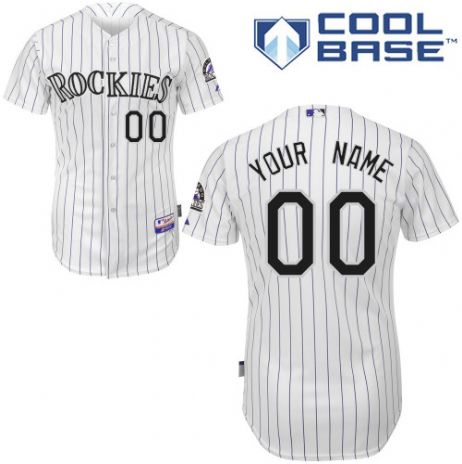 Men's Colorado Rockies Home White Customized Jersey