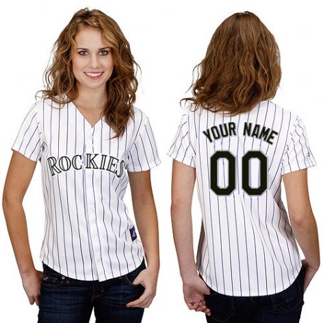 Women's Colorado Rockies Home White Customized Jersey