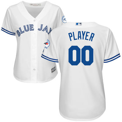 Women Blue Jays White Customized New Cool Base Jersey