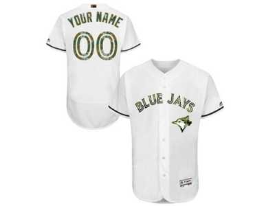 Men's Majestic Toronto Blue Jays Customized Authentic White 2016 Memorial Day Fashion Flex Base MLB Jersey