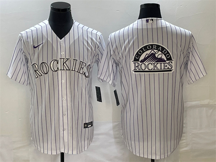 Men's Colorado Rockies White Team Big Logo Stitched Baseball Jersey