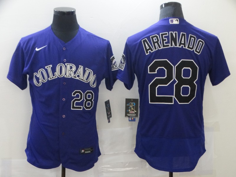 Nike Men's Colorado Rockies #28 Nolan Arenado Nike Alternate 2020 MLB Player Jersey Purple