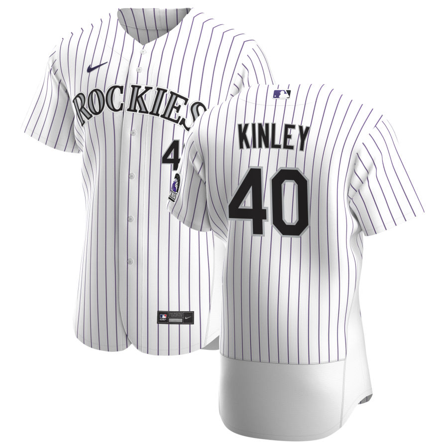 Colorado Rockies #40 Tyler Kinley Men's Nike White Home 2020 Authentic Player MLB Jersey