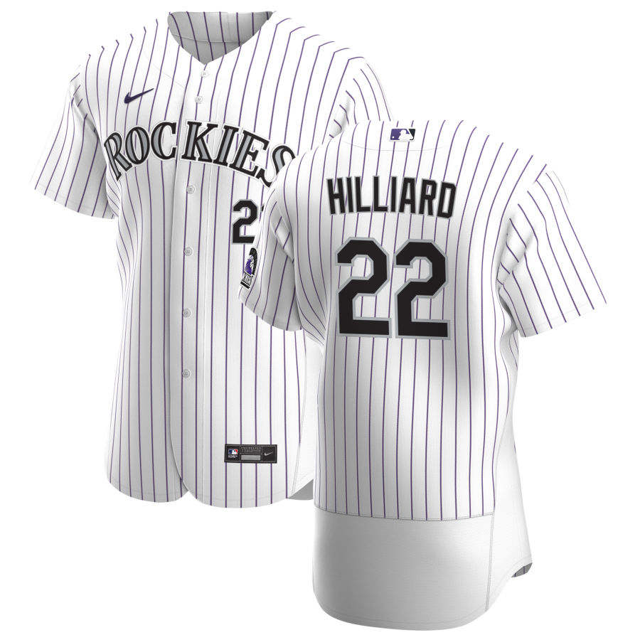 Colorado Rockies #22 Sam Hilliard Men's Nike White Home 2020 Authentic Player MLB Jersey