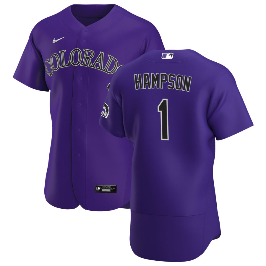 Colorado Rockies #1 Garrett Hampson Men's Nike Purple Alternate 2020 Authentic Player MLB Jersey