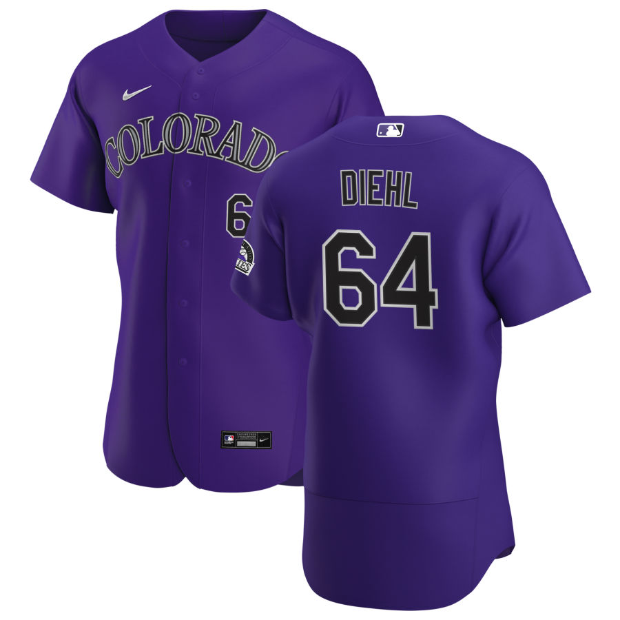 Colorado Rockies #64 Phillip Diehl Men's Nike Purple Alternate 2020 Authentic Player MLB Jersey