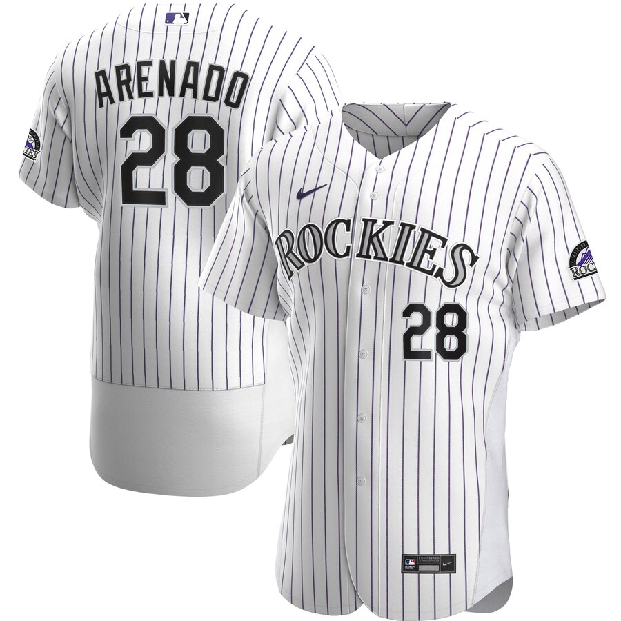 Colorado Rockies #28 Nolan Arenado Men's Nike White Home 2020 Authentic Player MLB Jersey