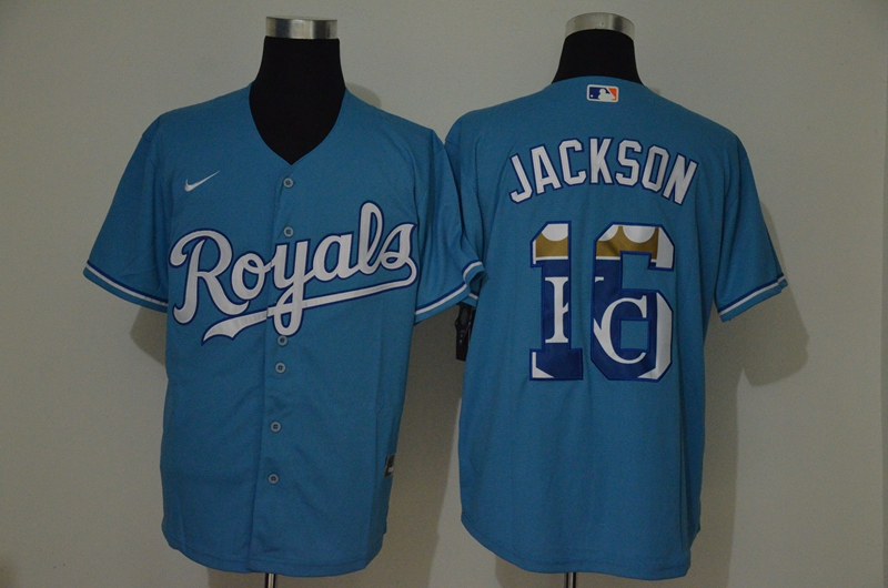 Royals 16 Bo Jackson Light Blue 2020 Nike Cool Base Fashion Jersey