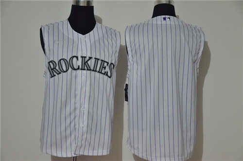 Rockies Blank White Nike Cool Base Sleeveless Jersey