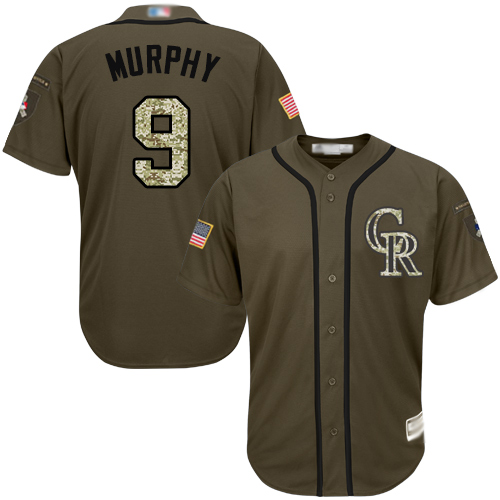 Rockies #9 Daniel Murphy Green Salute to Service Stitched Baseball Jersey