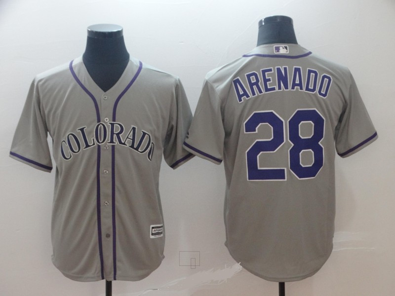 Rockies 28 Nolan Arenado Gray Cool Base Jersey