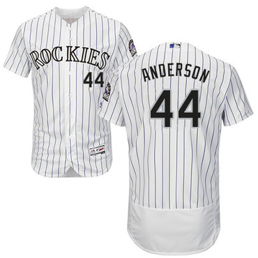 Rockies #44 Tyler Anderson White Strip Flexbase Authentic Collection Stitched Baseball Jersey