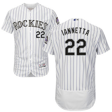 Rockies #22 Chris Iannetta White Strip Flexbase Authentic Collection Stitched Baseball Jersey