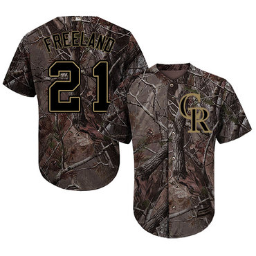 Rockies #21 Kyle Freeland Camo Realtree Collection Cool Base Stitched Baseball Jersey