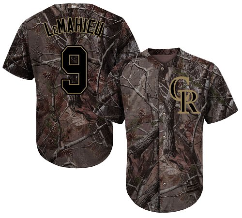 Rockies #9 DJ LeMahieu Camo Realtree Collection Cool Base Stitched Baseball Jersey