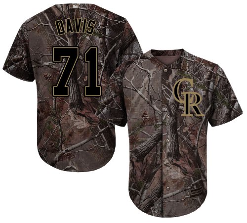 Rockies #71 Wade Davis Camo Realtree Collection Cool Base Stitched Baseball Jersey