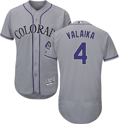 Rockies #4 Pat Valaika Grey Flexbase Authentic Collection Stitched Baseball Jersey