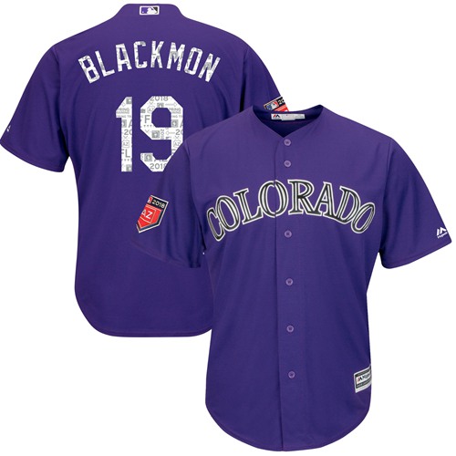 Rockies #19 Charlie Blackmon Purple 2018 Spring Training Cool Base Stitched MLB Jersey