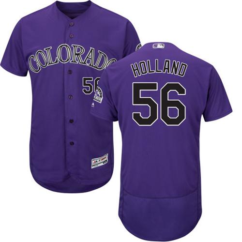 Rockies #56 Greg Holland Purple Flexbase Authentic Collection Stitched MLB Jersey