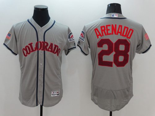 Rockies #28 Nolan Arenado Grey Fashion Stars & Stripes Flexbase Authentic Stitched MLB Jersey