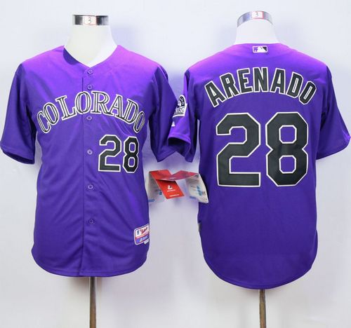 Rockies #28 Nolan Arenado Purple Cool Base Stitched MLB Jersey