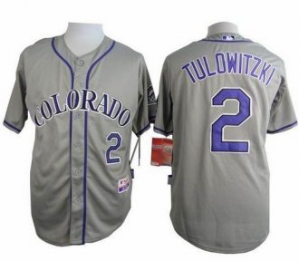 Colorado Rockies #2 Troy Tulowitzki Grey Cool Base Stitched Baseball Jersey