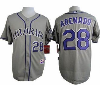 Colorado Rockies #28 Nolan Arenado Grey Cool Base Stitched Baseball Jersey