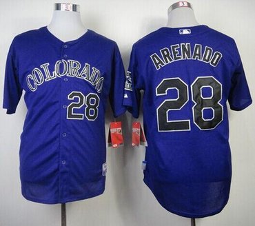 Colorado Rockies #28 Nolan Arenado Purple Cool Base Stitched Baseball Jersey