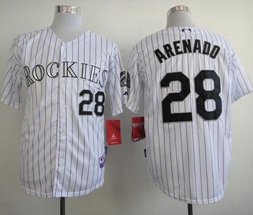 Colorado Rockies #28 Nolan Arenado White Cool Base Stitched Baseball Jersey