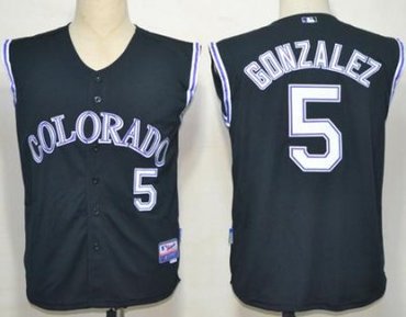 mlb jerseys Colorado Rockies 5 Gonzalez Black Cool Base Vest Jerseys