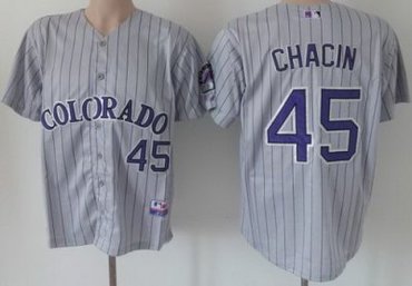 Colorade Rockies #45 Chacin Grey MLB Jerseys