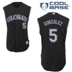 mlb colorado rockies #5 gonzalez black cool base jerseys