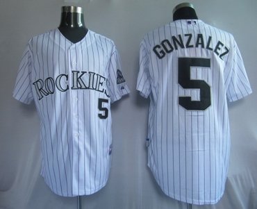 mlb jerseys colorado rockies 5# gonzalez white