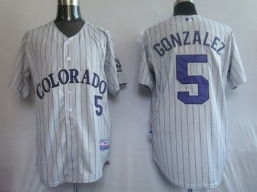 mlb jerseys colorado rockies 5# gonzalez grey