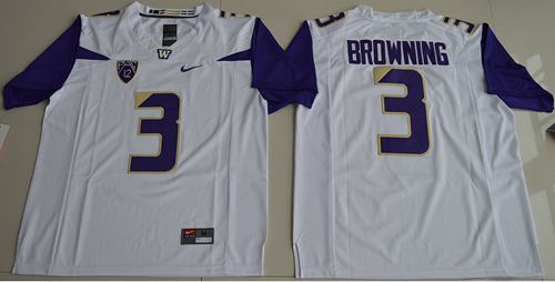 Huskies #3 Jake Browning White Limited Stitched NCAA Jersey