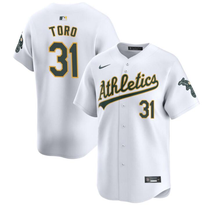 Men's Oakland Athletics #31 Abraham Toro White 2024 Home Limited Stitched Jersey