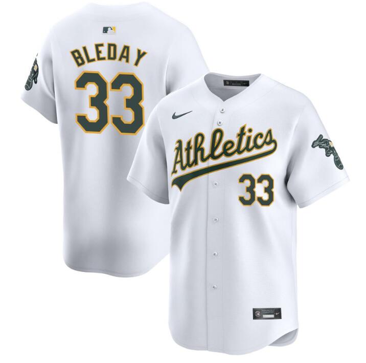 Men's Oakland Athletics #33 JJ Bleday White 2024 Home Limited Stitched Jersey