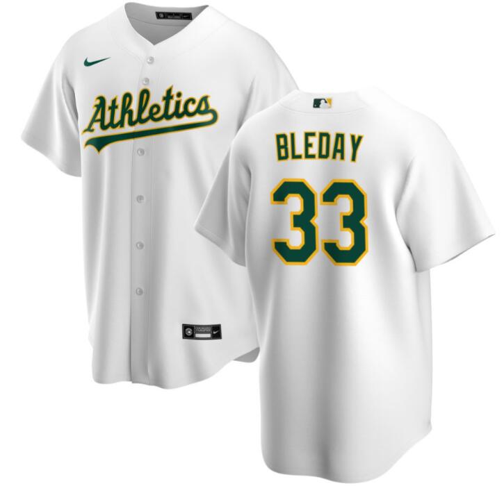 Men's Oakland Athletics #33 JJ Bleday White Cool Base Stitched Jersey