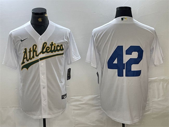 Men's Oakland Athletics #42 Jackie Robinson White Cool Base Stitched Jersey