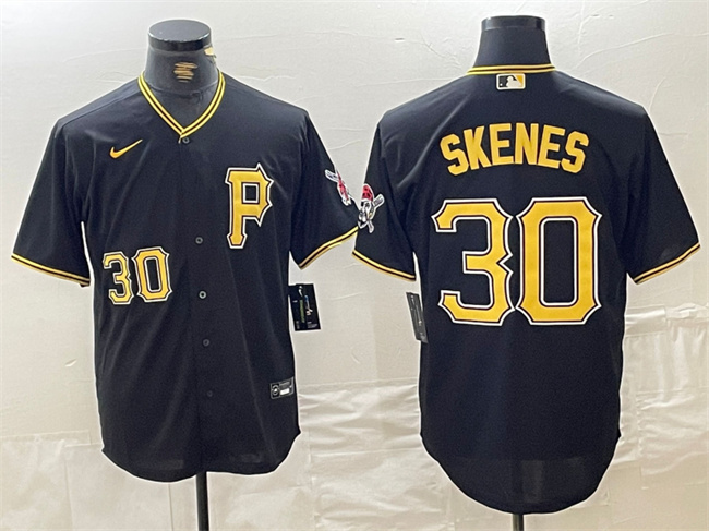 Men's Pittsburgh Pirates #30 Paul Skenes Black Stitched Baseball Jersey